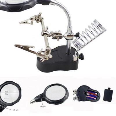 3.5X 12X Helping Hand Clip LED Glass Lens Magnifying Solder