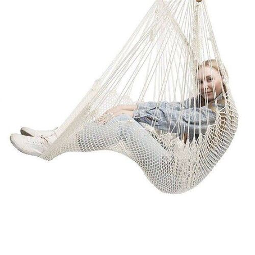 Indoor Outdoor Large Cotton Rope Hanging Chair Solid and