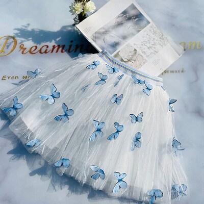 Summer Girls Mesh Skirt Pastoral Three-dimensional Butterfly