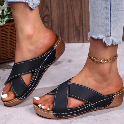 Women Sandals Peep Toe Summer Sandals With Wedge Heels Summe