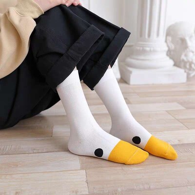 1/2pairs Funny Goose Duck Printed Socks Fashion Women Cartoo