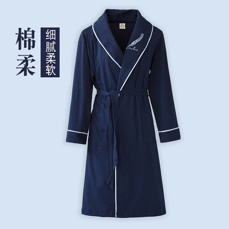 睡袍男士春秋款纯棉长袖新款家居服夏天独特长款薄款大码睡衣男款