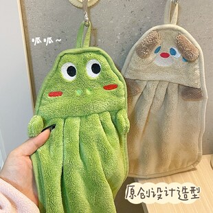 动物擦手巾创意卡通可爱可挂式卫生间家用吸水抹手儿童珊瑚绒毛巾