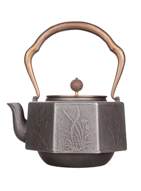 新中式样板房间售楼处博古架茶具软装饰品铁壶摆件手工茶壶提梁壶