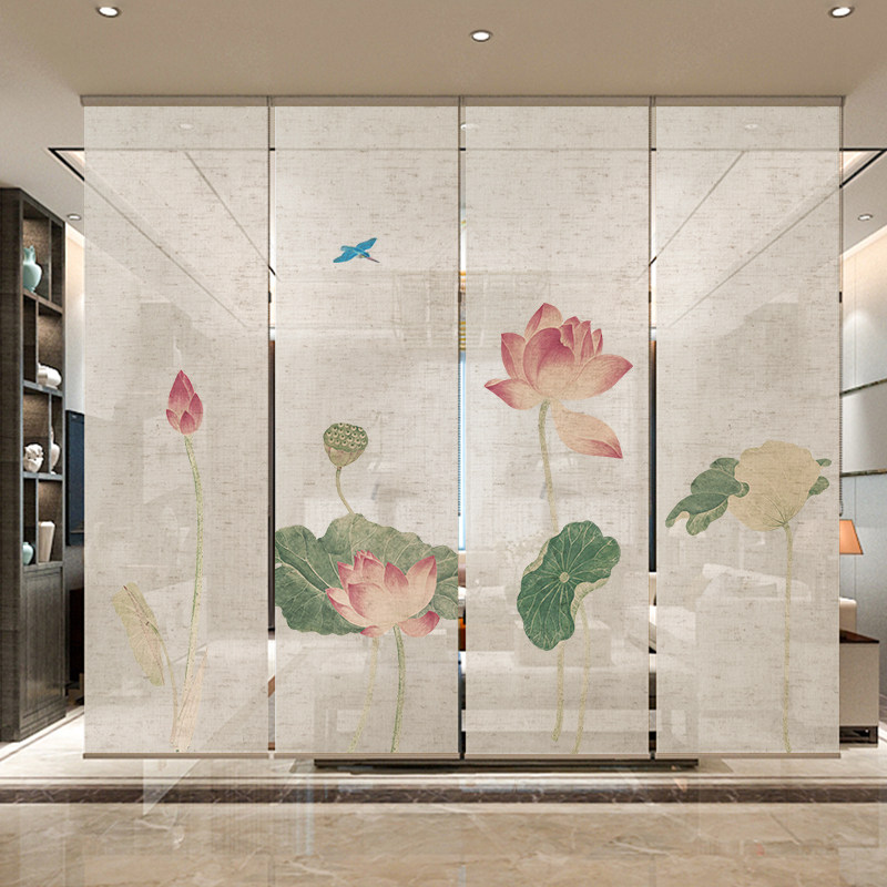 新中式窗帘客厅屏风帘子半透隔断帘电动遮光遮阳帘阳台升降卷帘,居家布艺,卷帘,淘宝优惠券,粉丝福利购,淘宝优惠卷