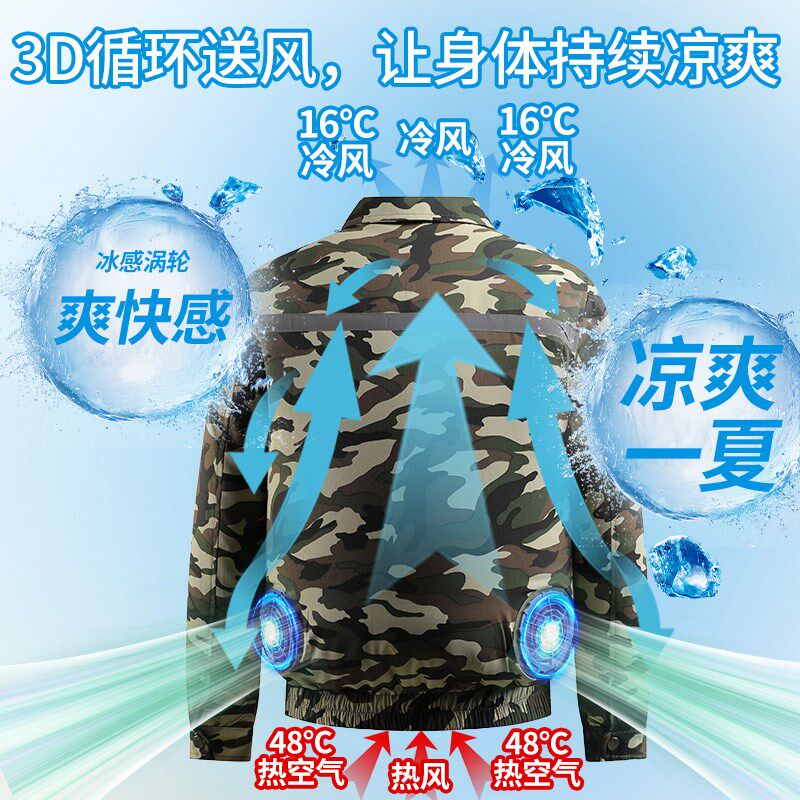 夏季降温空调服制冷带风扇的衣服充电劳保服男款防暑工地工作服女