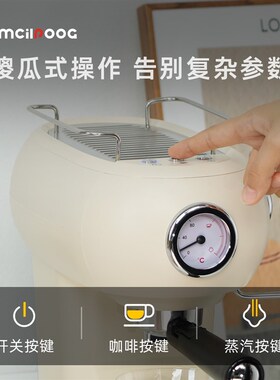 MCILPOOG迈斯朴格咖啡机小型家用半自动意式浓缩白色复古蒸汽奶泡
