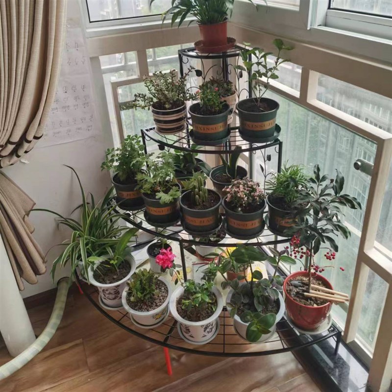 铁艺欧式组装阳台转角阶梯落地式墙角多层四层花盆架客厅三角花架