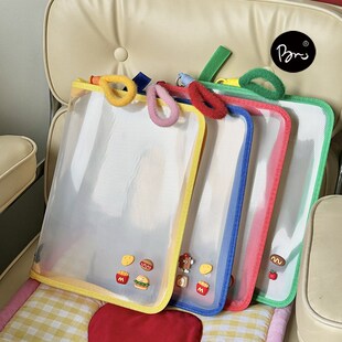 2024新款A4透明文件袋大容量撞色拉链手提塑料试卷资料琴谱收纳袋