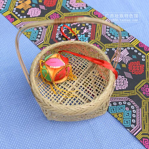 广西传统手工竹篮子 提手花篮果篮 民族特色办公家居饰品装饰摆件