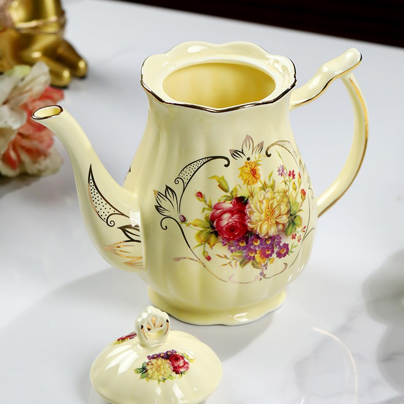 欧式陶瓷水杯套装家用客厅茶杯茶具咖啡具乔迁杯子水壶描金高档