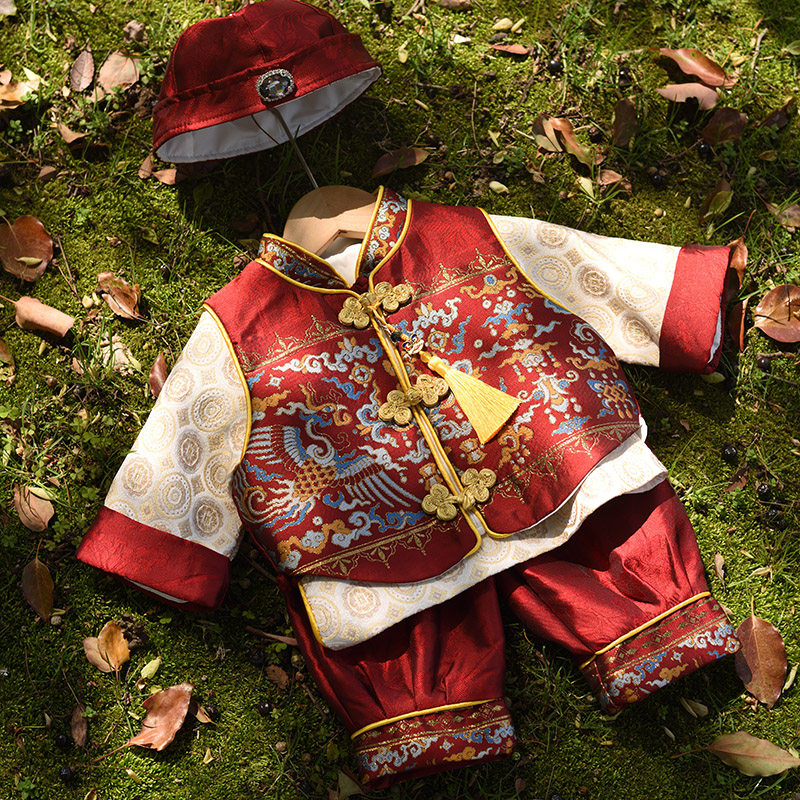 男宝宝春秋季周岁礼服百天生日宴抓周唐装中国风套装婴幼儿童衣服