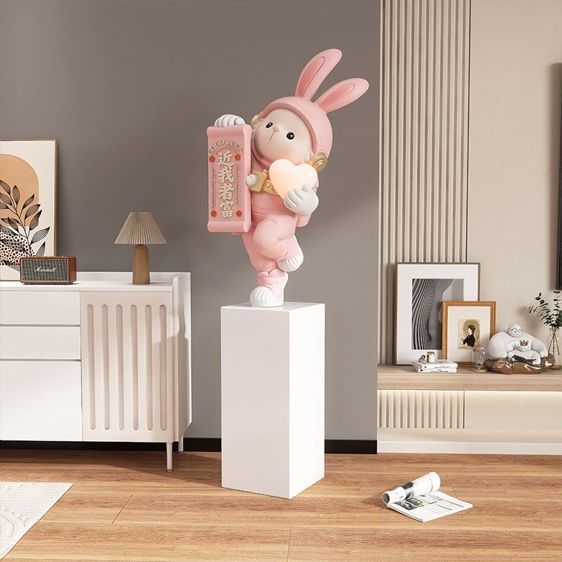 潮玩兔子大型落地摆件样板房酒店装饰客厅沙发旁雕塑开店开业礼物,家居饰品,落地摆件,淘宝优惠券,粉丝福利购,淘宝优惠卷