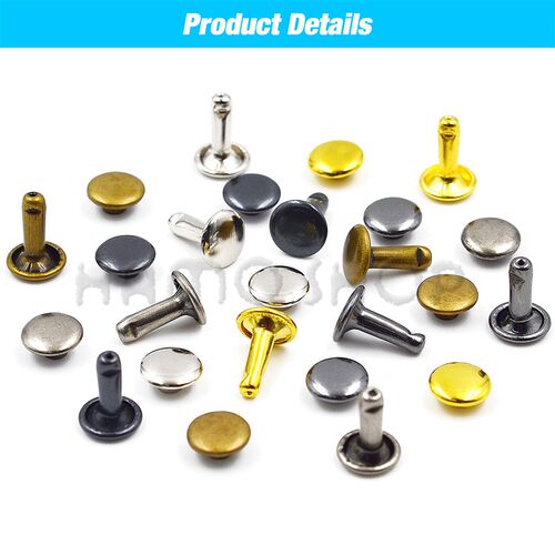 100Sets 5-15mm Metal Double Cap Rivets Stud Round Nail Rivet