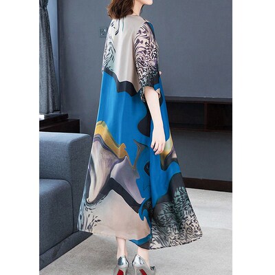 Fashion Round Neck Geometric Printing Half Sleeve Thai Style