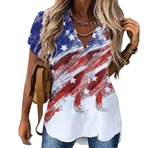 Womens short sleeved printed wave neck printed womens