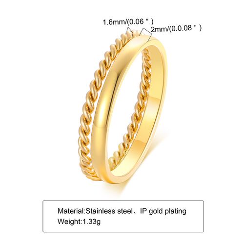 Set of 2 Stacking Ring for WomenStainless Steel 2mm Thin Gol