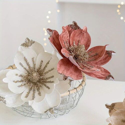 Christmas e Poinsettia Flower Cream White Velvet Magnolia Ar
