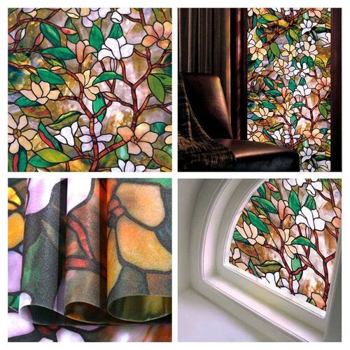 Magnolia Window Film Static Cling Heat-Control Privacy Prote