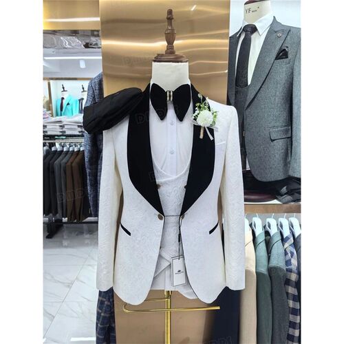 Fashion Paisley Mens  Pieces Formal Suit Set Blazer Vest