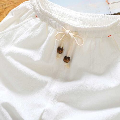 Summer Cotton and Linen Shorts Mens Linen Pants Casual Wood
