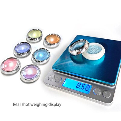 6pcs Shimmering Aurora Nail Powder - Multichrome Metallic Mi