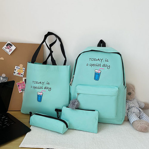 4 pcs sets canvas School Bags For Teenage Girls Female Child