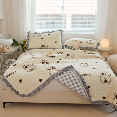 Thick Quilted Bed ver Three-piece Set Non-slip Kang Mat Lace