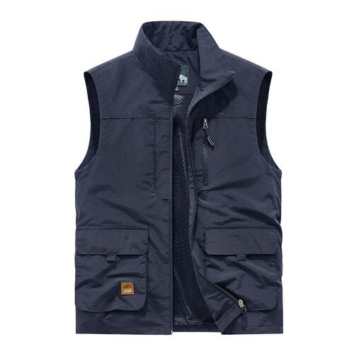 Casual Loose Vest Mens Zipper Multi-pocket Vest Sleeveless
