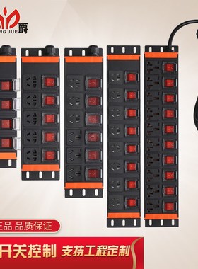 PDU机柜插座专用101独立开关鱼缸排插 8位工业程拖接线板定制