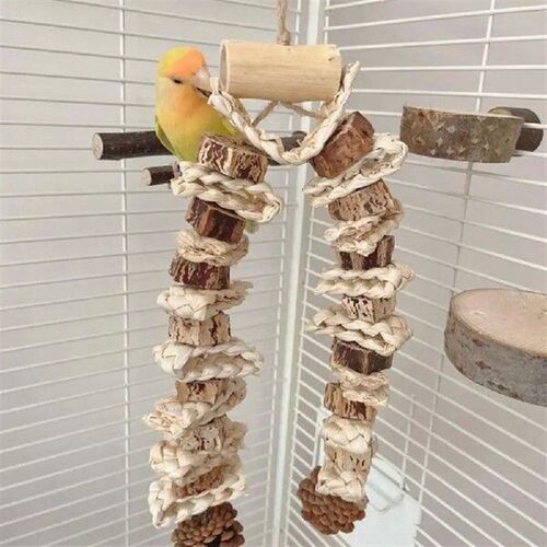 Safe Non-toxic Bird Toy Handmade Natural Wood Parrot Toy