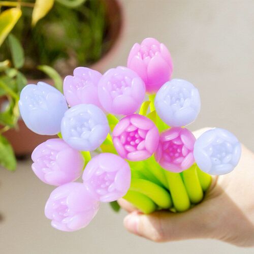 (3 pieces/lot) Photochromic Tulip Silicone Gel Pen Cute Stud