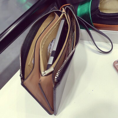 Womens Vintage Oil Wax Leather Zipper Clutch Wallet Female