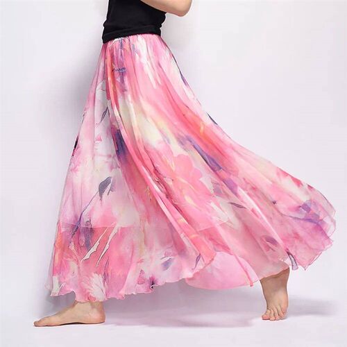 Long Skirt for Women, Casual Vintage Clothing, Elegant Bohem