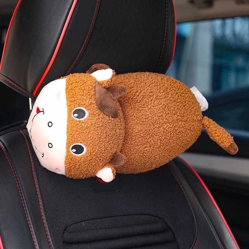 汽车用品座椅靠枕汽车头枕可爱纸巾头枕汽车内饰用品车载头枕