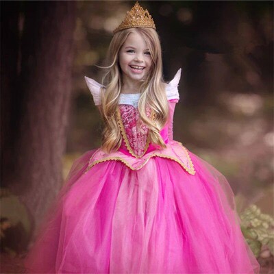 Girls Sleeping Beauty Aurora Cosplay Dress Off Shoulder Prom