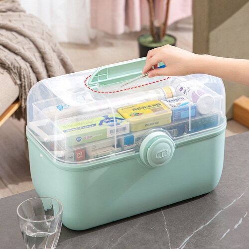First Aid Kit Storage Box Portable Medicine Storage Box Fami
