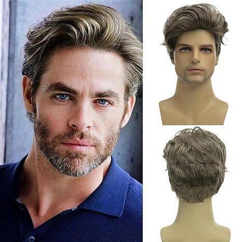 Wig Mens Fashion Partially Divided Bangs Short Straight Hai