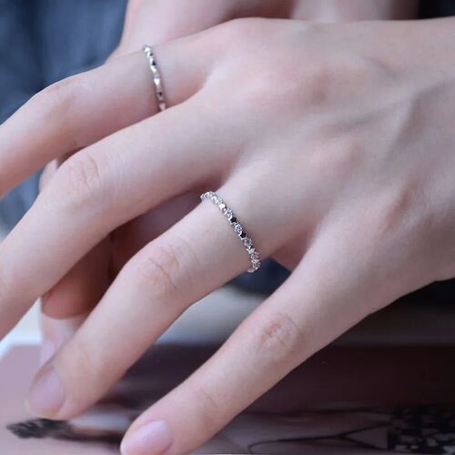 Cute Star Zircon Thin Ring Silver Color Alloy Party Wedding