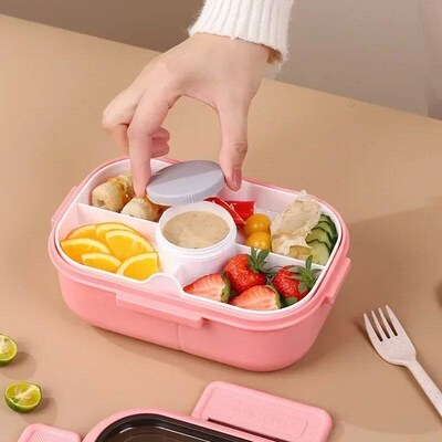 Lunch Box with Tableware for Office Workers Square Divided M