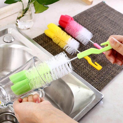 Long-Handled Baby Bottle Brush, Kitchen Fine Sponge Brush fo