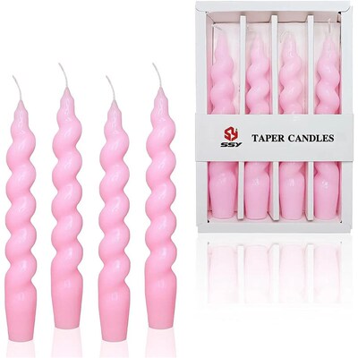 4pcs Spiral Taper Candlesticks Twisted Christmas Candles for