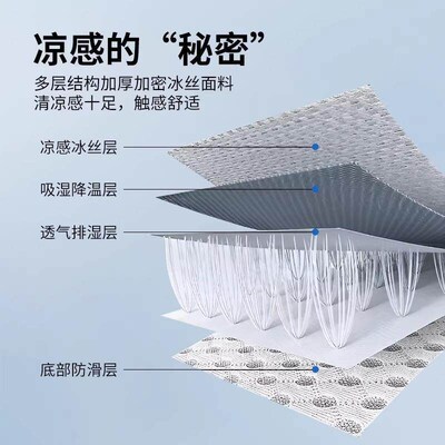 Summer Cooling Ice Silk Seat Cushion for Office Chairs, Long