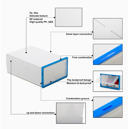 6Packs Transparent Shoe Box Shoes Organizers Plastic Thicken