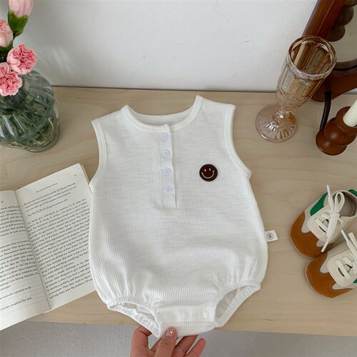 Infant Summer Clothing 2025 Thin Open Button Sleeveless Romp