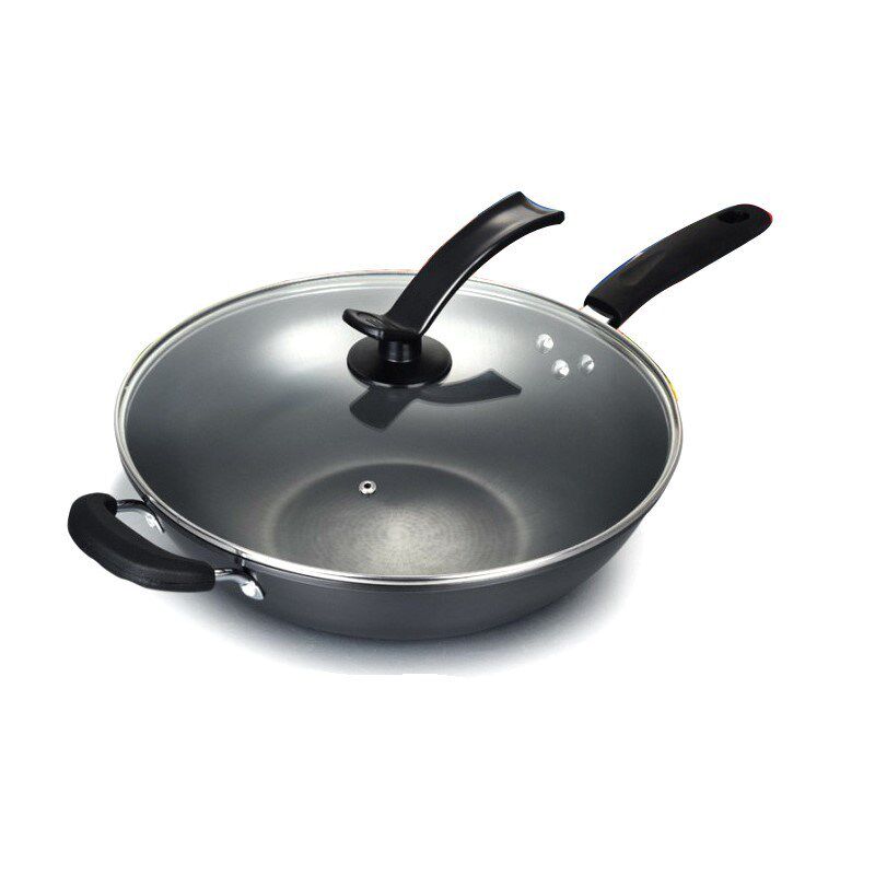 不粘无涂层炒锅家用礼品真不锈铸铁锅加厚富硒气氮生铁锅