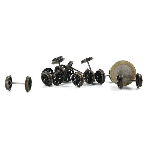 12pcs HO Scale 1:87 36 Metal Spoked Wheels for Model Train