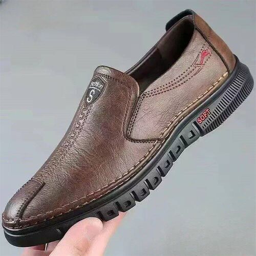 Mens Leather Shoes Slip on Soft Loafers Non Slip Breathable