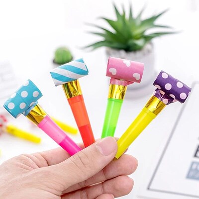 20/40PCS Colorful Stripes Party Blower Blowout Horn Whistle