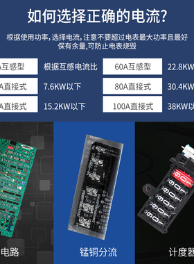 三相四线电表3V互感器式高精度数字出租房液晶电度表三相电能表